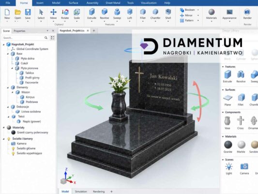 projekt nagrobka 3d